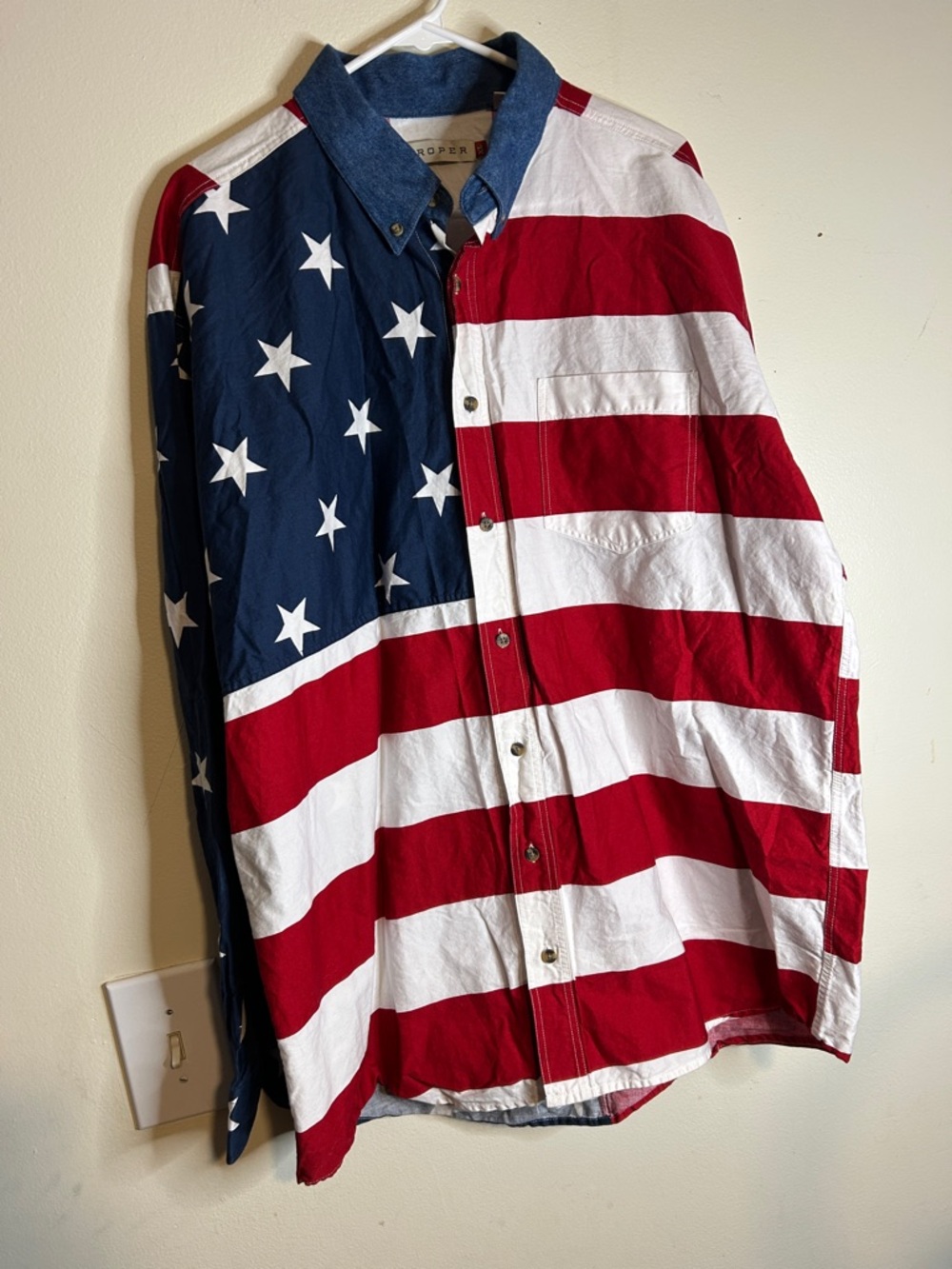 Roper Men's American Flag Button-Down Shirt - Red, White & Blue